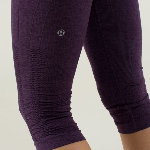 Lululemon In The Flow Crop II‎ Leggings Heathered Purple Womens Size 8 Cropped - Picture 4 of 12
